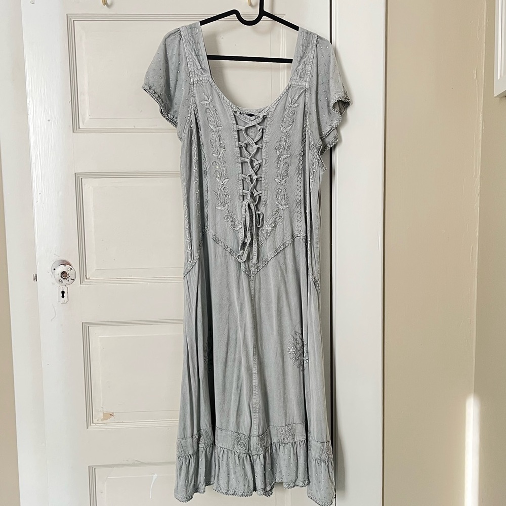 VINTAGE Coline Corset Lace up Embroidered Dress